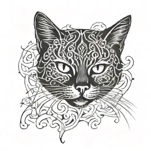 Cat Tattoo Design Featuring