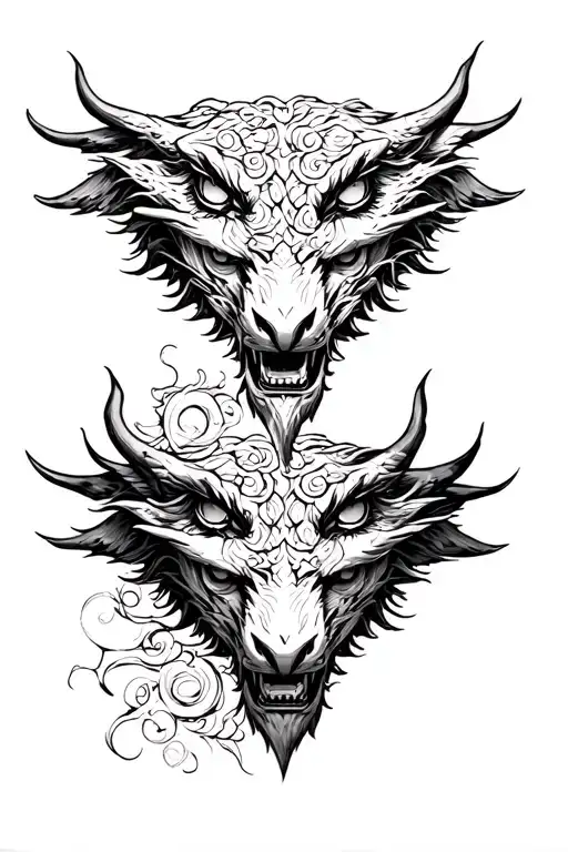 Cyrberus Each Of The Heads Representing See No Evil Speak No Evil Hear No Evil