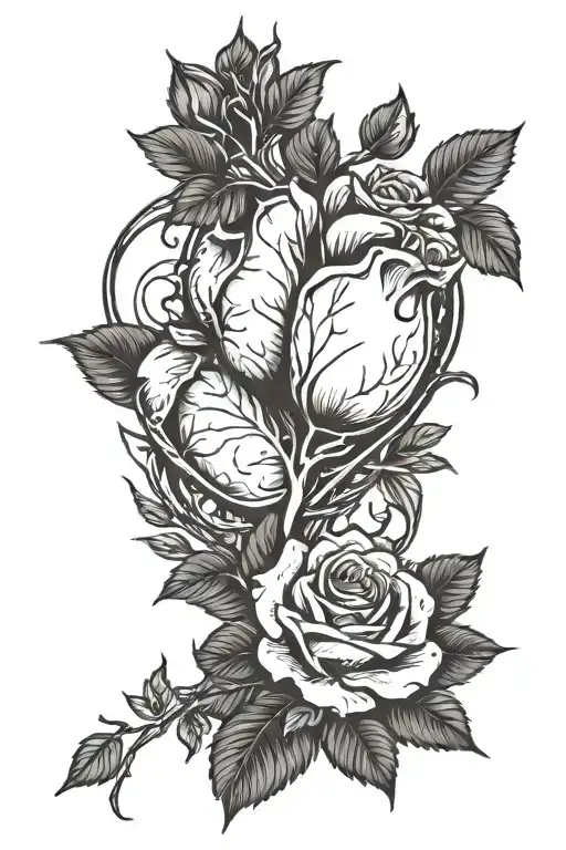 Blooming Heart With Rose Growing