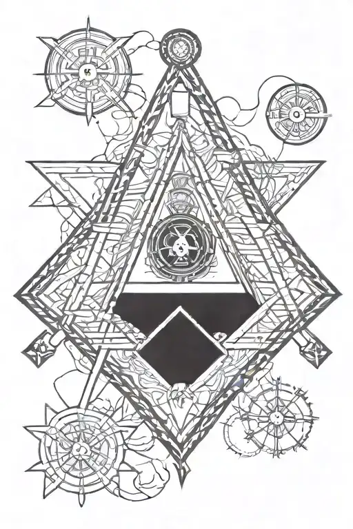 Create A Geometric Pattern Inspired By Freemasonry Symbols Like The Square And Compass