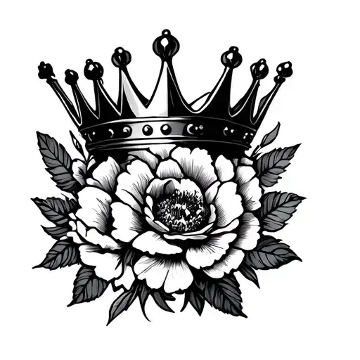 King Crown Surrounded By Bold Flowers