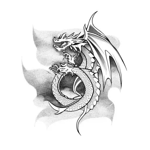 Nordic Dragon Shoulder And Collarbone Simple Lines