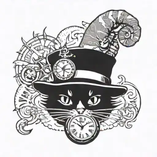 Cat And Hat And Clock
