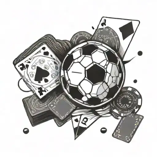 A Soccer Ball Transformed Into A Deck Of Cards With Casino Chips Scattered Around It