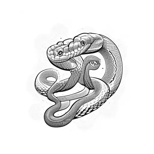 Two Headed Snake With Flowers And Thorns