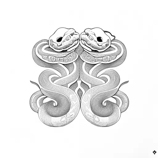 Two Headed Snake With Flowers Around It