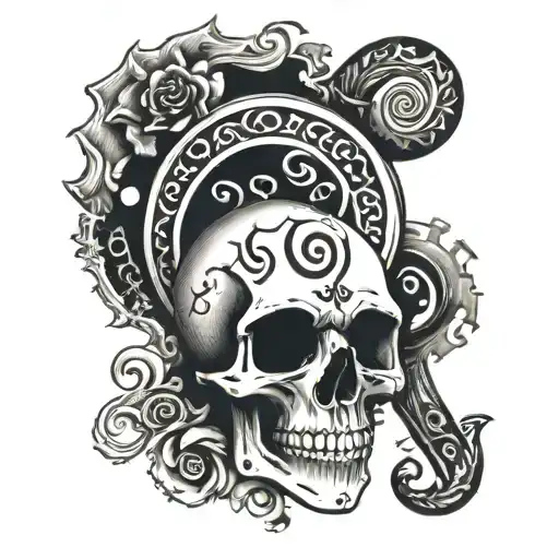 Bass Clef And Skull Inside