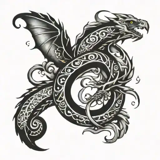 Bass Clef And Dragon Wrapped