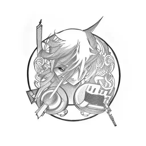 A Tattoo Of A Music Sheet With Anime Characters As The Notes