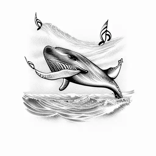 A Majestic Whale Swimming Through A Musical Ocean