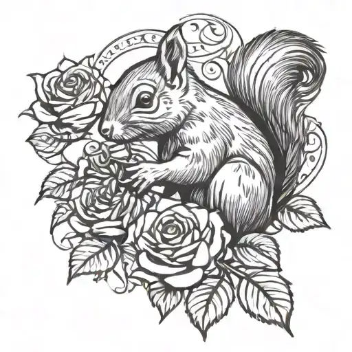 Squirrel Smelling Rose