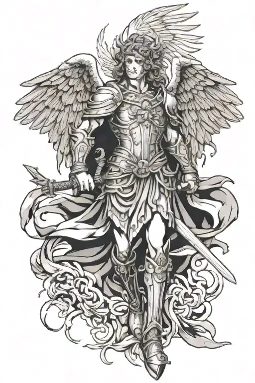 Saint Michael With Wings And Sword