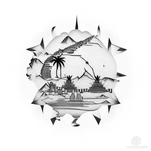 Iraqs Geographical Shape With Palm Tree