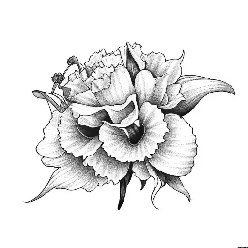 Flower Bouquet 3 Yellow Daffodil 2 Carnations 2 Violet 1 Rose 1 Larkspur 1 Poppy 1 Cosmos