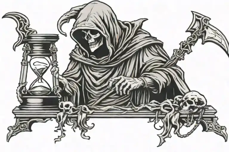 Grim Reaper Holding Hourglass