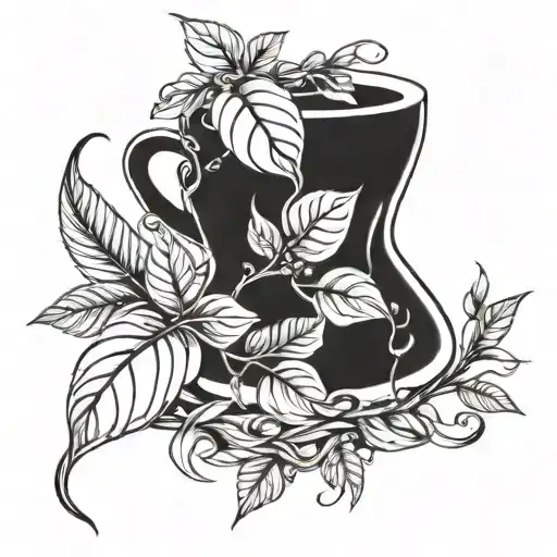 A Detailed Coffee Plant Intertwined With A Winding F1 Racetrack