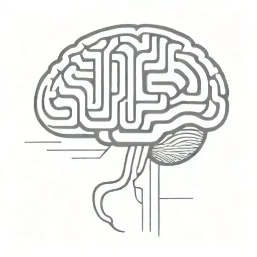 A Simple Minimalist Line Drawing Of A Brain As A Maze
