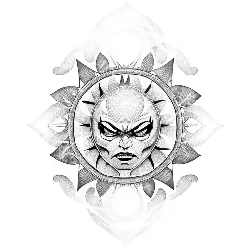 Black Sun With Angry Face