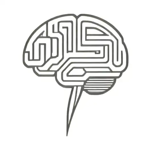 A Simple Minimalist Line Drawing Of A Brain As A Maze