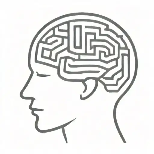 A Simple Minimalist Line Drawing Of A Brain As An Elaborate Maze With Offshoots