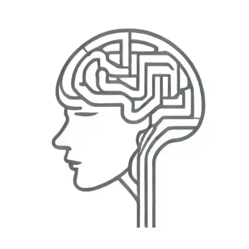 A Simple Minimalist Line Drawing Of A Brain As An Elaborate Maze With Offshoots