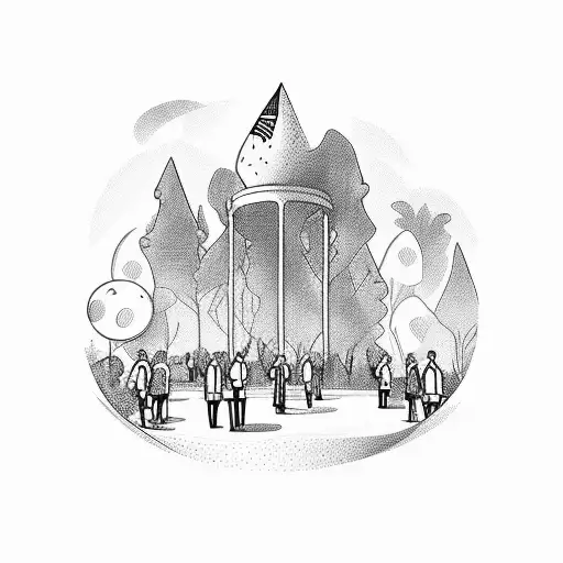 A Park Scene With Political Figures In The Background