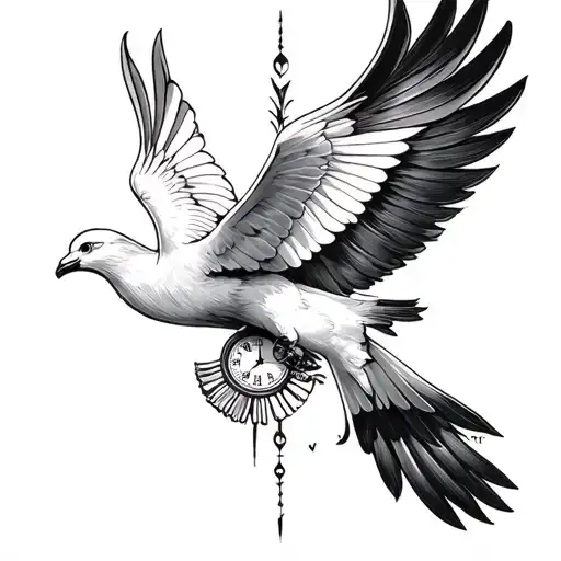 Dove And Clock Tattoo For My Brother Who Has Been Shot On The 8 Of April By The Name Luis