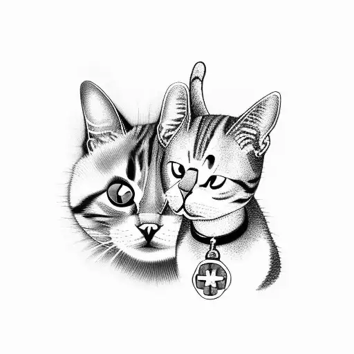 A Cat And Dog Playing Together With A Nurse's Cross Symbol