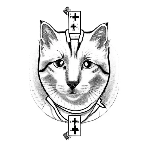 A Cat And Dog Playing Together With A Nurse's Cross Symbol