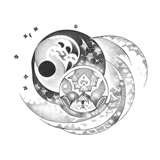 A Celestial Butterfly Surrounded By Moon Phases