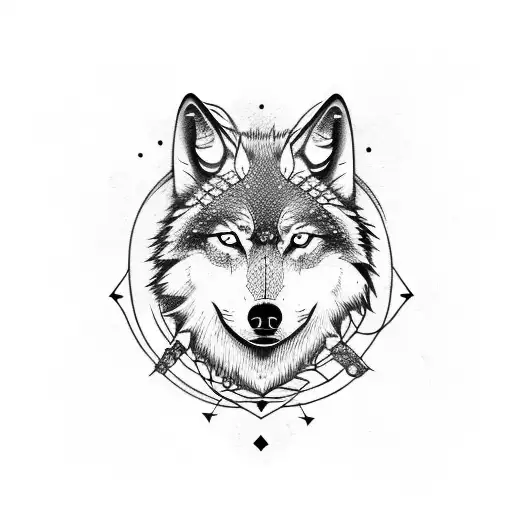 Nordic Wolf In A Fores With Runes In The Middle