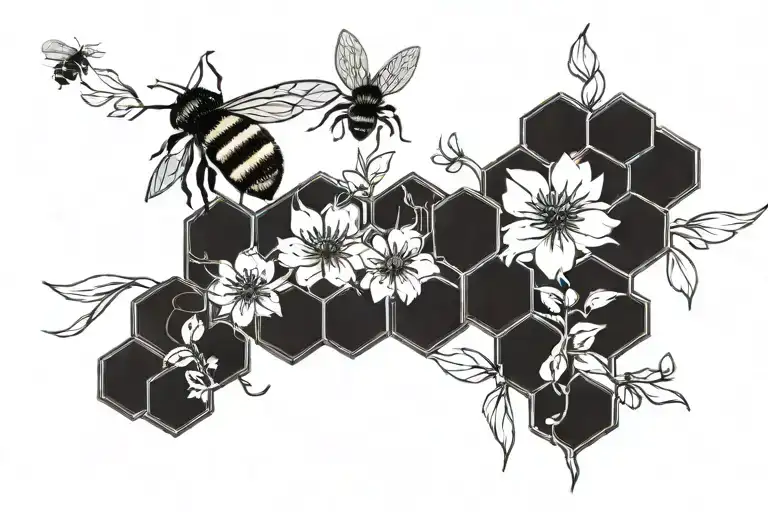 Bee Honey Comb Floral Patterns