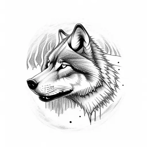 A Majestic Wolf Howling At The Moon In A Dark Forest