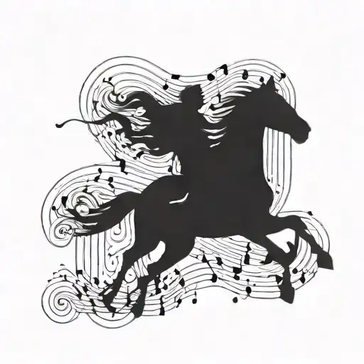 A Horse Galloping To The Beat Of A Music Note
