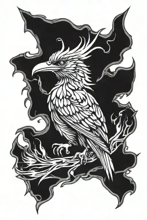 Torn Money Falling On Fire Bird