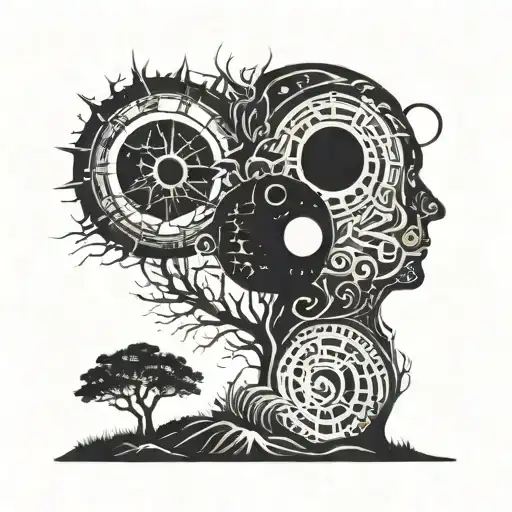 A Symbolic Tattoo Combining The Concepts Of Dawn And Dusk In A Creative And Unique Way