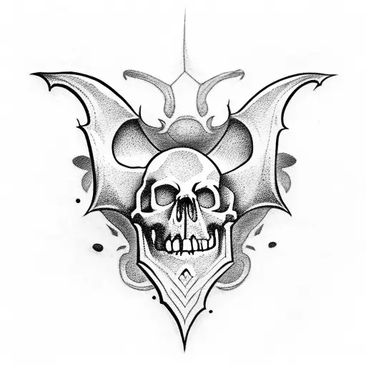 Gothic Skull And Bats