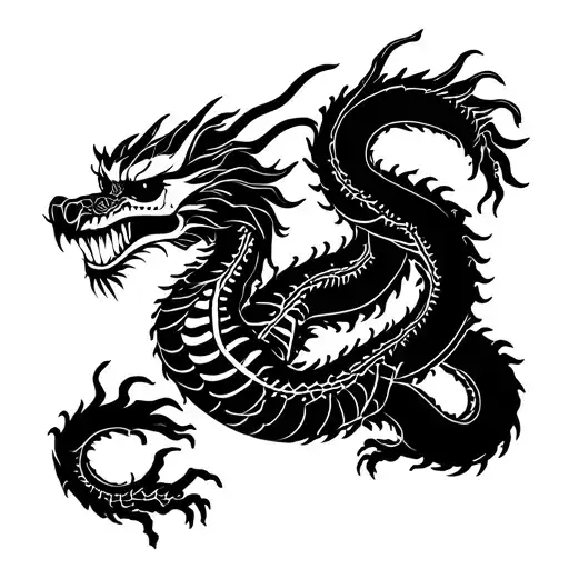 Chinese Dragon Turning Into A Skeleton
