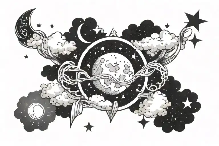 The Word Tylo Surrounded By A Night Sky With Clouds And Stars With The Moon Replacing The O