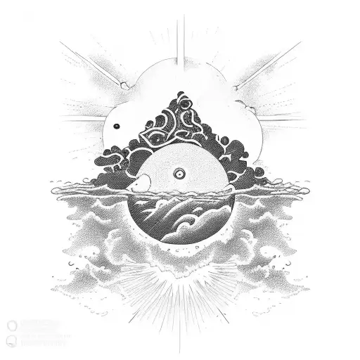 The Ocean Combined With The Universe And The Fall Od Icarus Between Them