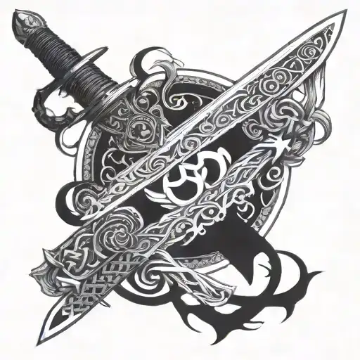 Sword Wrapper By A Snake Piercing Yin Yang Symbol