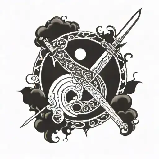 Yin Yang Symbol And Sword