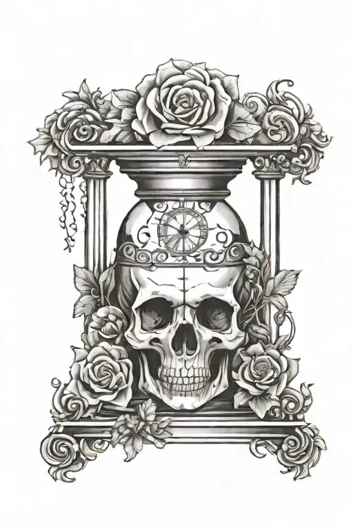 Skull And Hour Glass Filled