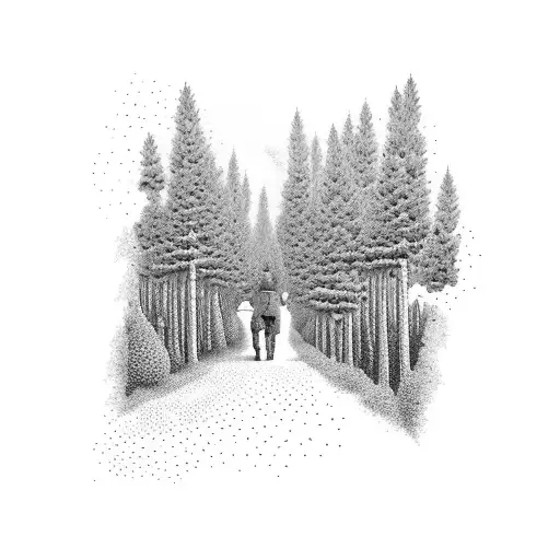 A Pointillism-inspired Design Of A Cycling Route Through A Forest With A Hidden Marijuana Leaf Motif