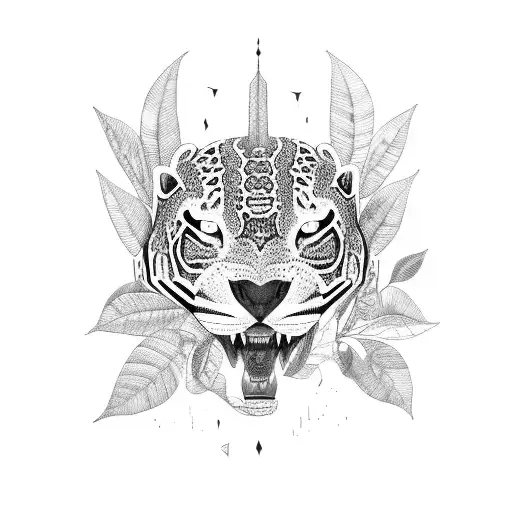 Ayahuasca-inspired Jungle Scene With A Black Jaguar