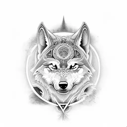 Yin Yang Full Arm Wolf With Warriors Spirits
