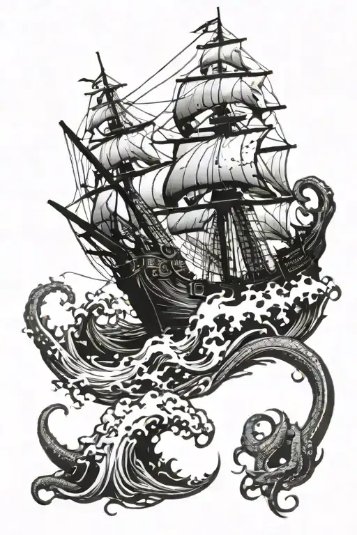 Kraken Crashing Ship