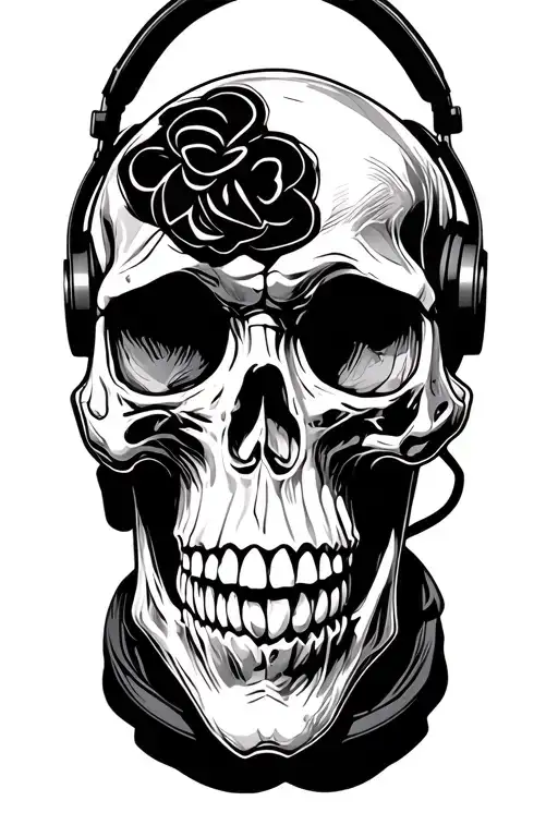 Skull Wearing Headphones