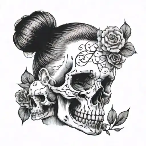 Woman And Skull Wearing