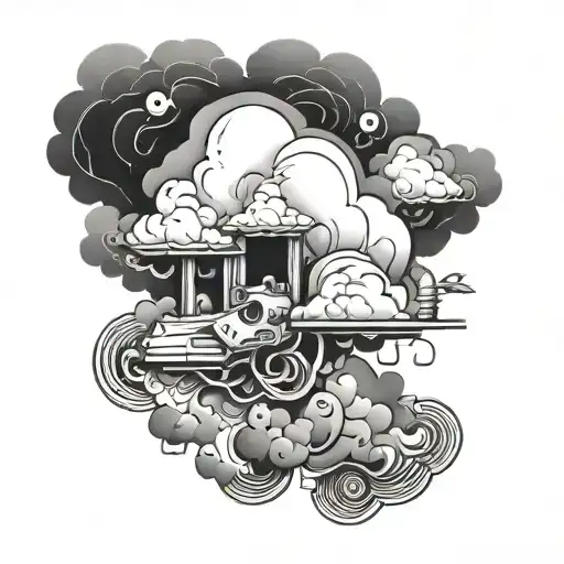 A Stylized Cloud Formation Incorporating Hidden Gun Shapes